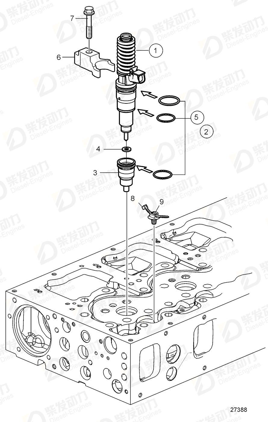 volvo penta Unit injector 3801368 Drawing volvo penta Unit injector 3801368 Drawing